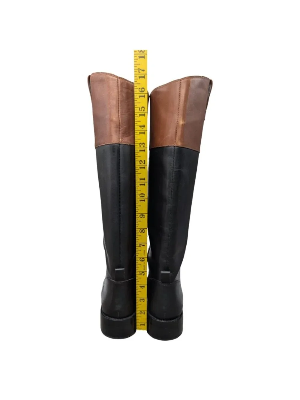 J.CREW Leather Riding Boots Womens Black Brown Lace Up Knee High BD425 Size 8